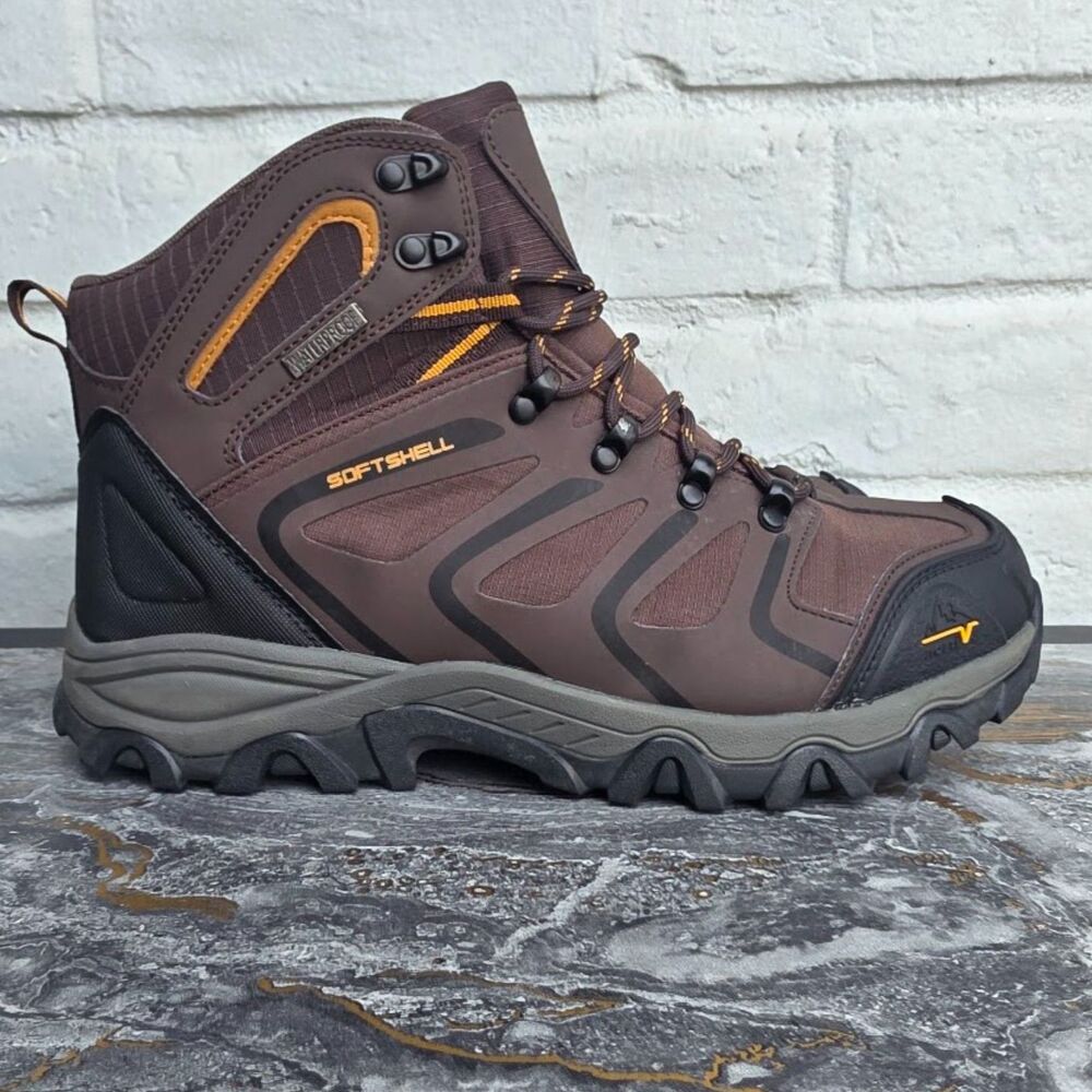 Nortiv8 Men's Waterproof Hiking Boots Softshell Brown Orange 160448 M Size 8.5
